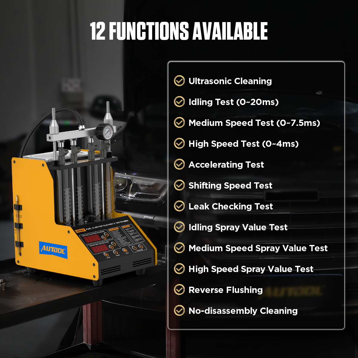 Fuel Injector Cleaner - เครื่องทำความสะอาดหัวฉีดรถยนต์และมอเตอร์ไซค์สำหรับระบบไฟ 110V เครื่องทำความสะอาดหัวฉีดเชื้อเพลิงแบบอัลตราโซนิก CT150 เครื่องทดสอบและทำความสะอาดหัวฉีดเชื้อเพลิงแบบอัลตราโซนิก