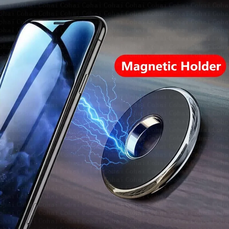 Car Phone Holder Magnetic - ที่วางโทรศัพท์ในรถยนต์แบบแม่เหล็ก ติดตั้งบนคอนโซล รูปทรงกลมขนาดเล็ก สำหรับ iPhone Samsung