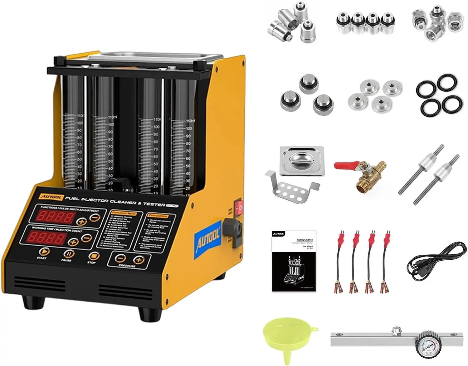 Fuel Injector Cleaner - เครื่องทดสอบและทำความสะอาดหัวฉีดน้ำมันเชื้อเพลิงแบบอัลตราโซนิก รองรับการทำความสะอาดน้ำมันเชื้อเพลิงสำหรับรถยนต์และมอเตอร์ไซค์