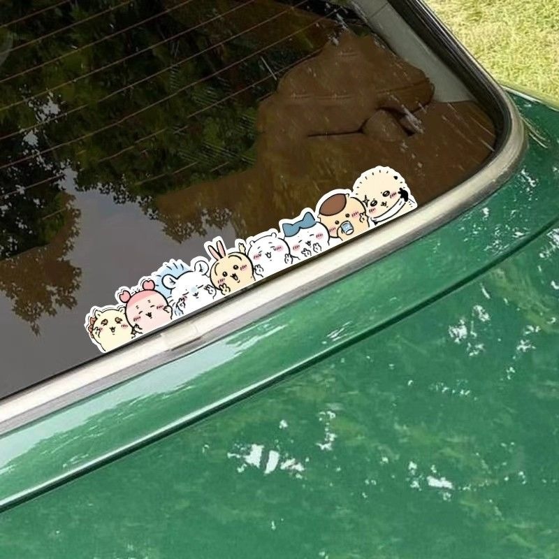 Car Accessories Girl - สติกเกอร์ติดกระจกรถยนต์ลายการ์ตูนชิคคาวะน่ารัก แบบลอกออกได้ ไม่ทิ้งคราบ ติดทนนาน ของเล่นสำหรับเทศกาล