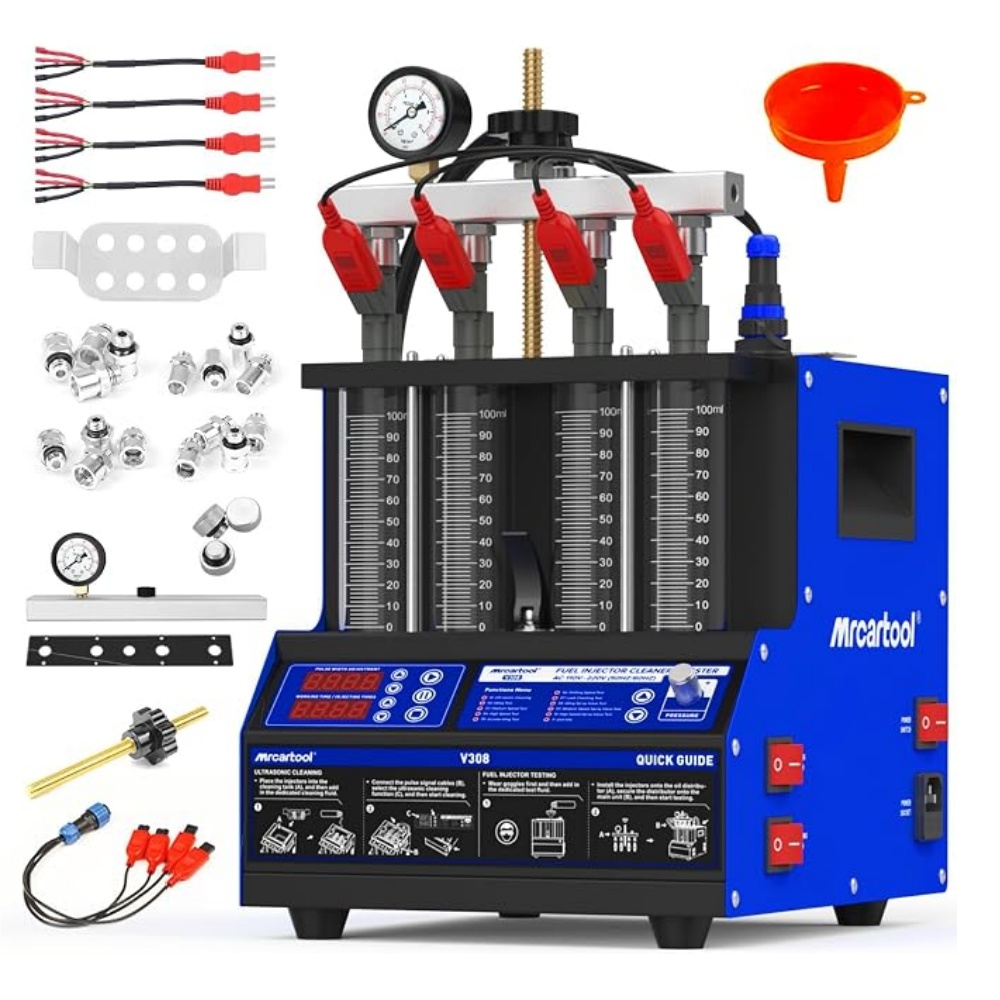 Fuel Injector Cleaner - เครื่องทดสอบและทำความสะอาดหัวฉีดน้ำมันเชื้อเพลิง V308 ทำความสะอาดด้วยคลื่นเสียงอัลตราโซนิกแบบให้ความร้อน ตรวจสอบการรั่วไหล ความสม่ำเสมอ ความแน่นของละอองน้ำมัน