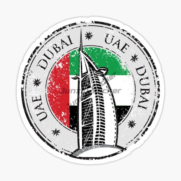 Car Accessories In Dubai - ตราสัญลักษณ์ธงชาติแบบวงกลมของสหรัฐอาหรับเอมิเรตส์ ดูไบ และตราสัญลักษณ์ติดรถยนต์ รถจักรยานยนต์ วัสดุ PVC