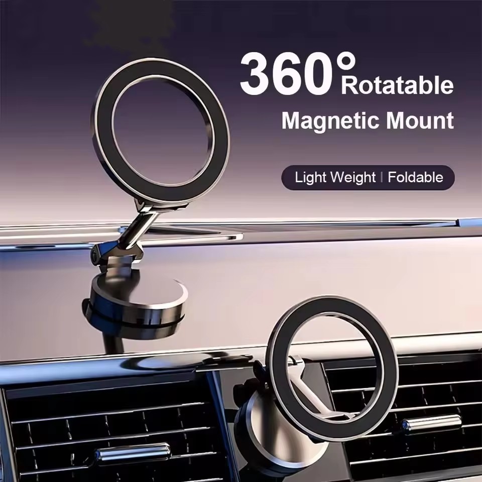 Car Phone Holder Magnetic - ที่วางโทรศัพท์มือถือในรถยนต์แบบแม่เหล็กพับได้สำหรับ MagSafe 360 ° ขาตั้งแม่เหล็กปรับระดับได้สำหรับติดตั้งในรถยนต์สำหรับ iPhone