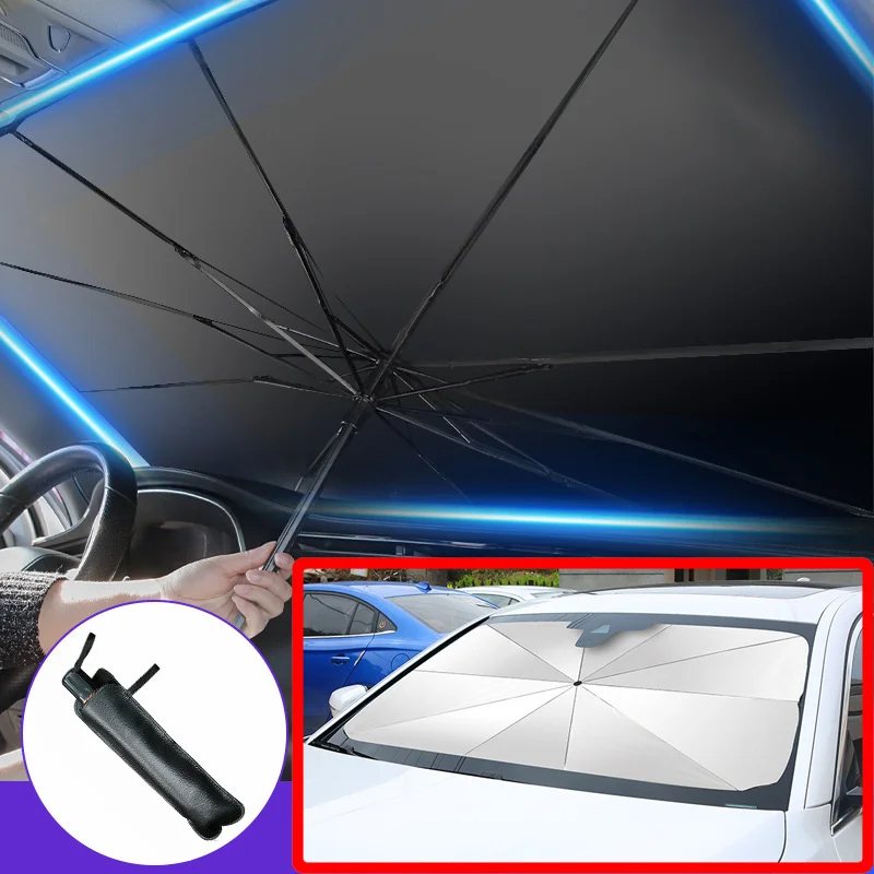 Car Accessories Window - แผ่นบังแดดรถยนต์แบบพับได้ ป้องกันแสงแดด ป้องกันรังสียูวี ป้องกันความร้อน ครอบคลุมกระจกหน้ารถ อุปกรณ์เสริมป้องกันกระจกหน้ารถ