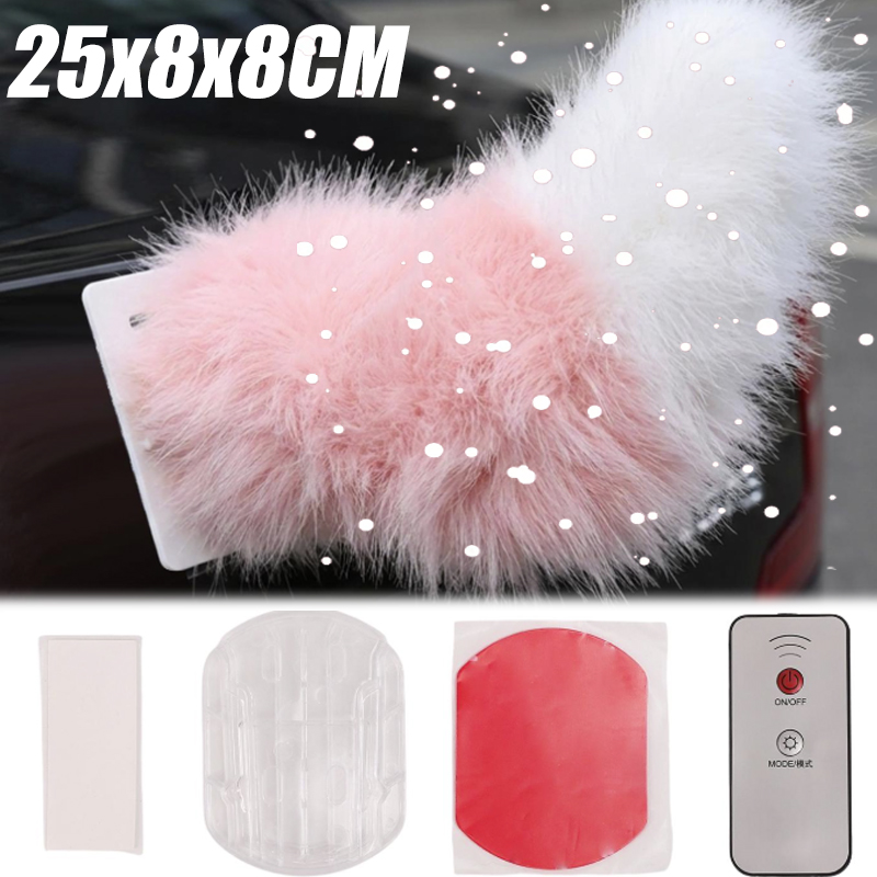 Car Accessories Sound System - ของตกแต่งรถยนต์และมอเตอร์ไซค์ หางกระดิกได้ สีชมพูขาว น่ารัก ขนปุย พร้อมเสียง/รีโมทคอนโทรล