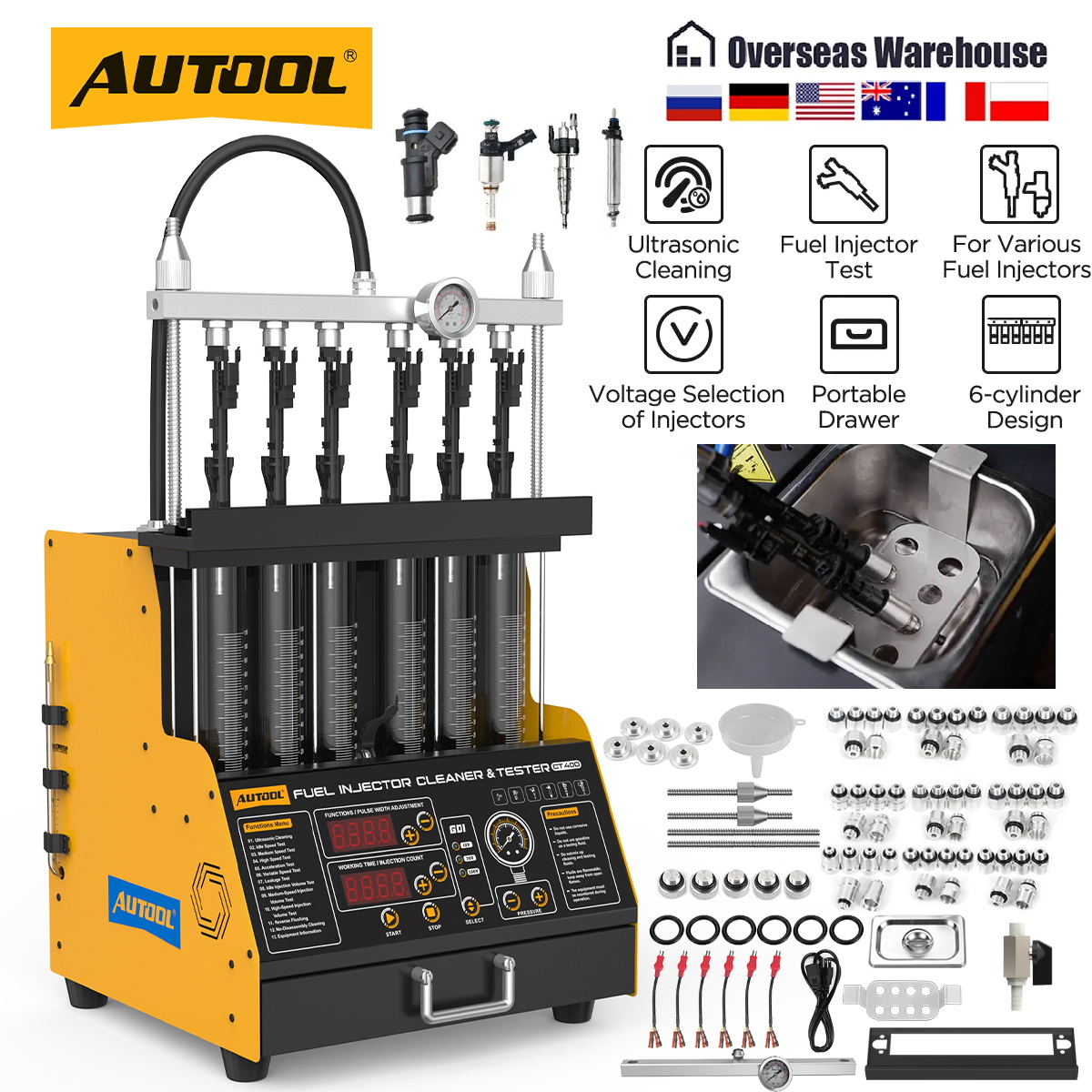 Fuel Injector Cleaner - AUTOOL CT400 GDI EFI FEI เครื่องทำความสะอาดและทดสอบหัวฉีดน้ำมันเชื้อเพลิงแบบเพียโซอิเล็กทริก