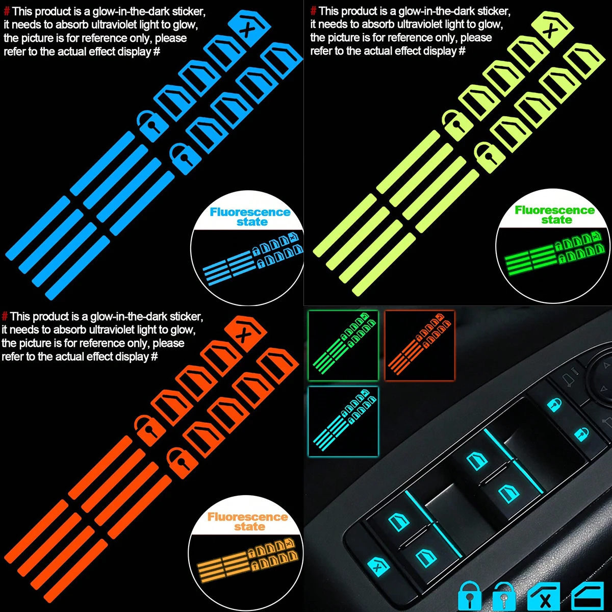สติกเกอร์เรืองแสงติดปุ่มควบคุม - Car Accessories Inside บทวิจารณ์และราคา